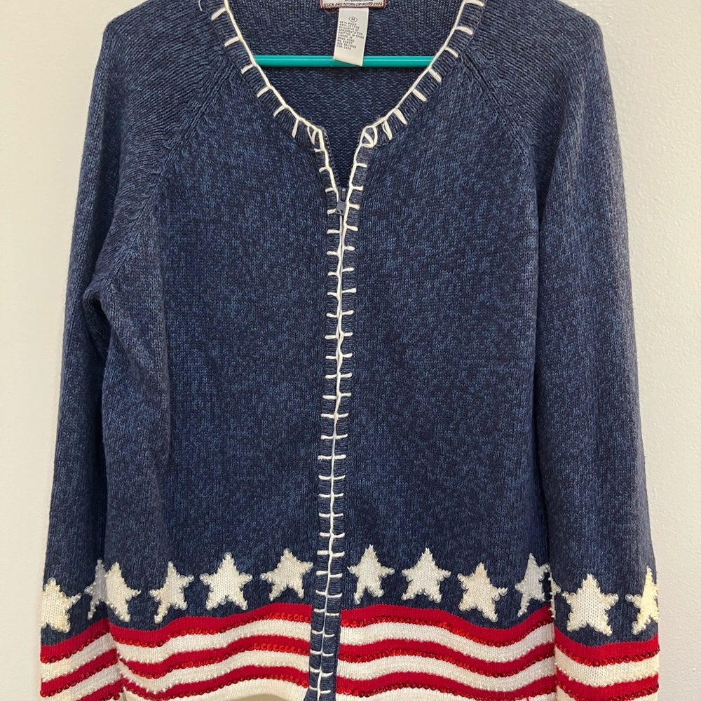 Tiara Women's Blue and Red Star Sweater